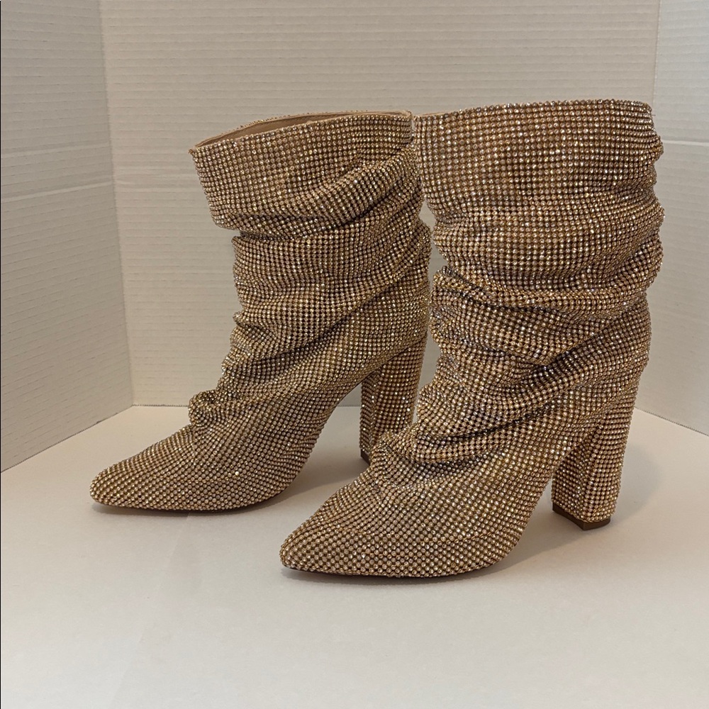 🔵Rhinestone Embellished Slouch Boots